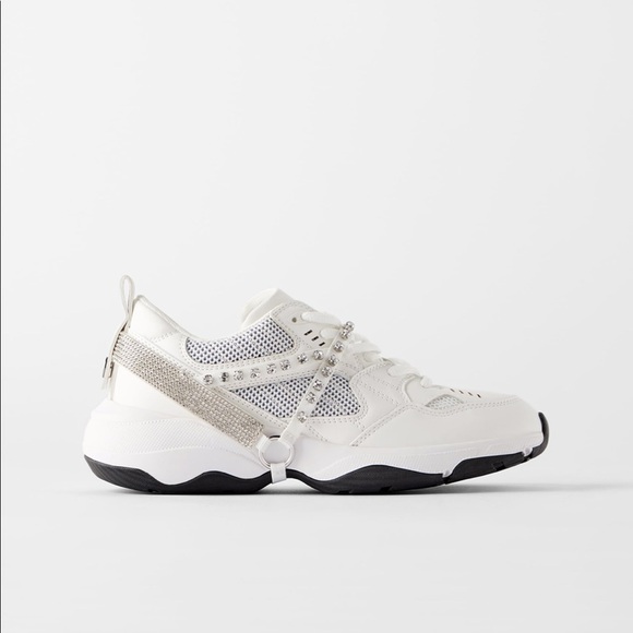 ZARA BNWT Bejeweled Sneakers US Size 9 - Picture 2 of 5